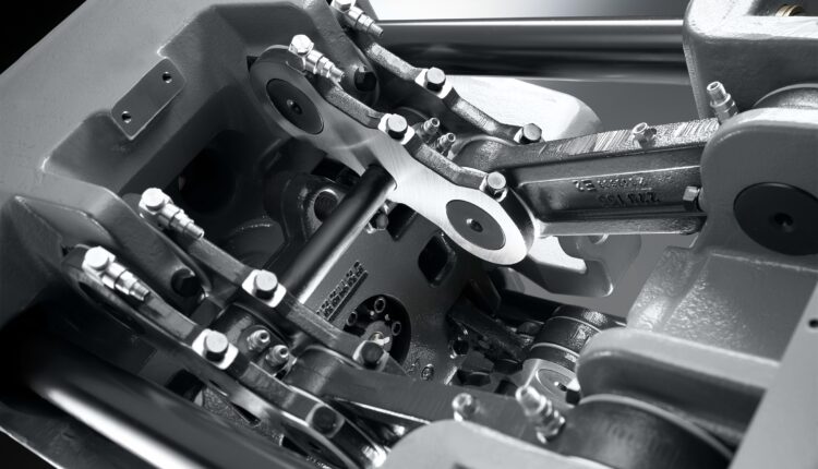 Electric clamping unit: the Premium performance variant of the hybrid Allrounder 470 H includes an electric toggle-type clamping unit as part of its standard equipment. This is energy-efficient and precise, driven by a planetary roller screw drive.